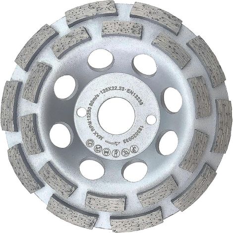 Meule diamantée premium à boisseau de 125 mm, universelle pour béton, double rangée de 125 mm x 22,2 mm (1/5)