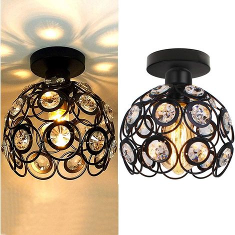 2 suspensions cristal métal e27 industriel rétro 20 cm noir