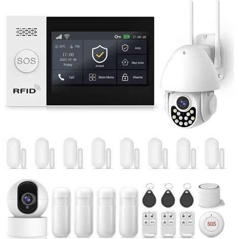 Système alarme sans Fil Maison avec caméra système sécurité WiFi 4G avec écran Tactile 4,3 Pouces (1/5)