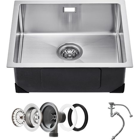 Évier de cuisine de 50 cm, éviers encastrables en acier inoxydable 304, cuve simple avec accessoires, évier de lave-vaisselle domestique pour camping-car, cuisine, buanderie, bar (1/5)