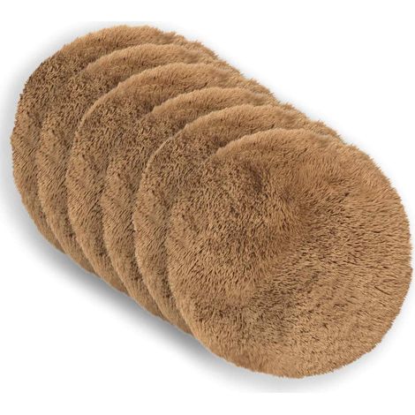 Housse de coussin 6 pcs HEERLEN Taupe Ø 50 cm Fleece PV vidaXL