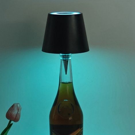 Lampe Bouteille - LED Rechargeable Sans Fil - Pour Bouteilles D Alcool Et De Vin - Noir - 1 Unite (1/5)