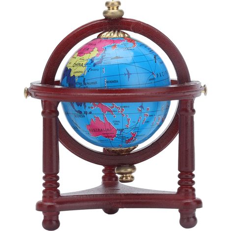 Accessoires pour maison de poupée à l'échelle 1:12, support en acajou, globe terrestre factice (1/5)