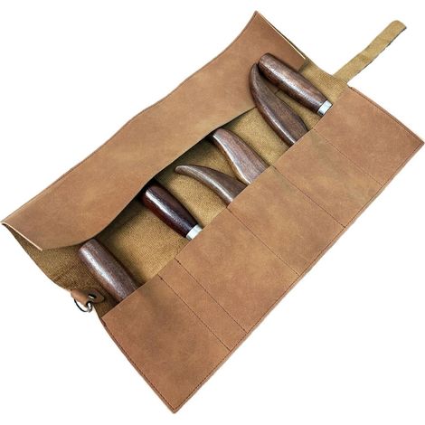 Outils en cuir enroulables faits main, style rétro, portables, 5 emplacements (1/5)