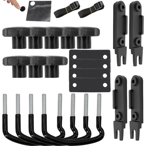 Montaje de pernos en U para caja de techo, 4 juegos de soportes para caja de techo, abrazaderas de pernos en U de 85 mm con 8 tuercas de seguridad y 2 vendas autoadhesivas redondas, pernos en U univer