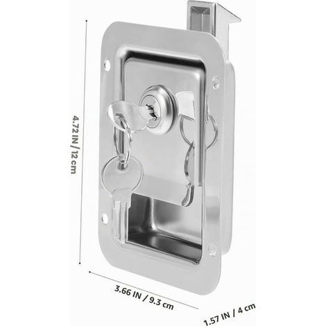 Serrure à Poignée à Palette Inox Encastrée avec Clés Loquet Anti-grincement pour Portes de Véhicules Camions Remorques et Coffres Marines (1/2)