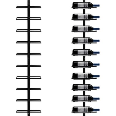 Porte Bouteille Mural 10 Niveaux Étagère à Vin Métal 126cm Noir (1/5)