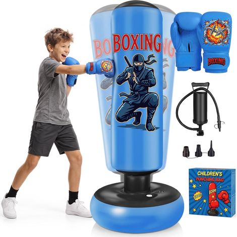 Sac de Frappe 165cm avec Gants de Boxe et Pompe pour Enfants Ados (1/5)