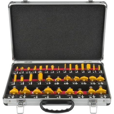 Kit Set 35 Frese Fresa Fresatrice Pantografo Punte per Legno Gambo 6 mm 610113