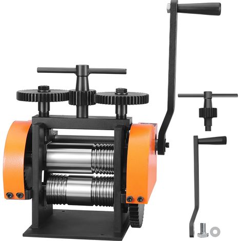 Laminoir, 45 mm (1,77 po), machine à laminer pour bijoux, rapport d'engrenage 1:2,4, laminoir multifonction 3 en 1, épaisseur de pressage de 0 à 6 mm pour la fabrication de bijoux en métal (feuilles, (1/5)