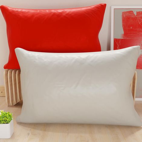 Lot de 2 Taies d'oreiller de Lit 80x40 cm, Housses de Coussin Unies Double Face Rouge et Gris, Taie Oreiller 100% Microfibre, Fabriqué en Italie