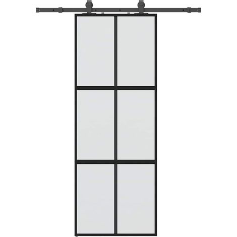 Maison Exclusive - Schiebetür mit Beschlag Schwarz 76x205 cm Hart