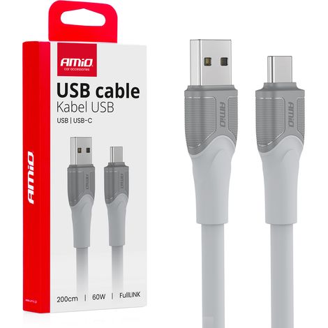 Cable de carga USB-A USB-C de 60 W, 200 cm, transmisión de datos FullLINK amio-04290 (1/3)