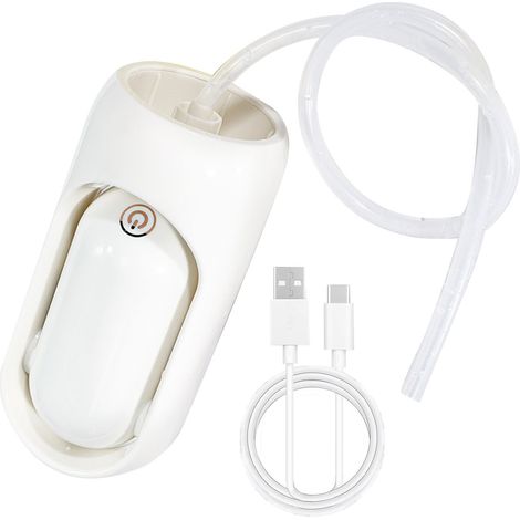 Pompe Eau Pliable Pliable Distributeur Bouteille – Universel USB Rechargeable Sécurisé Camping Extérieur Blanc Lait avec Câble Tuyau (1/5)