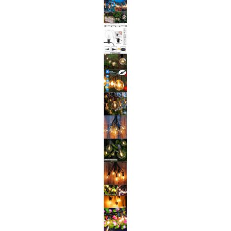 Luci decorative da esterno monoblocco, 7,6 m (25 piedi) di luce al tungsteno trasparente, 25 lampadine G40 Euro, resistenti alla pioggia, ideali per giardino, balcone, terrazzo, patio.