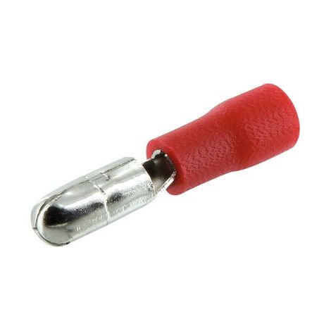 Cosse cylindrique pré-isolée rouge mâle de 4 mm (section 0,5 à 1,5 mm²) – Pack de 10 (1/3)
