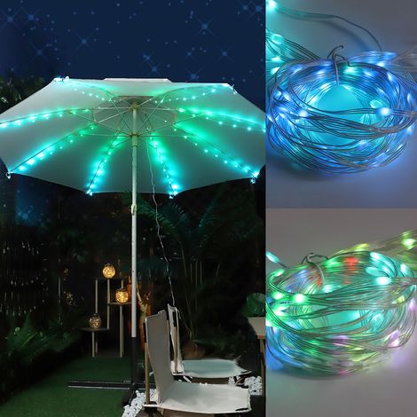 Guirlande lumineuse LED pour parasol, guirlande lumineuse LED en cuir, décoration de Noël, guirlande lumineuse colorée pour tente