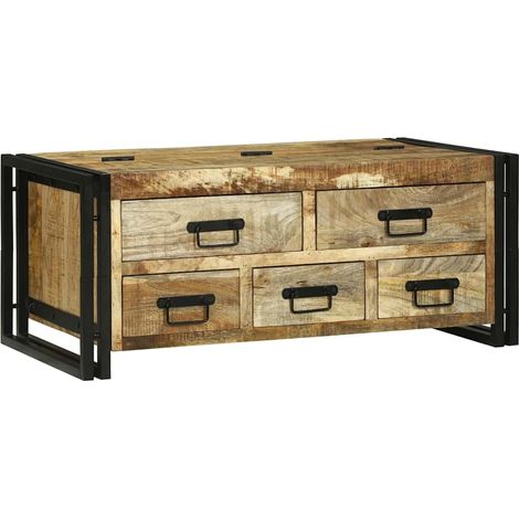 Mesa de Café con cajón Marrón Madera maciza de mango rugosa vidaXL (1/5)