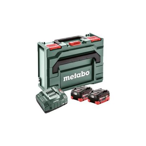 Metabo – Kit de base batterie 2x18V LiHD 80Ah – Chargeur ASC Ultra – Technologie Ultra-M pour gestion intelligente – Pour chantiers humides