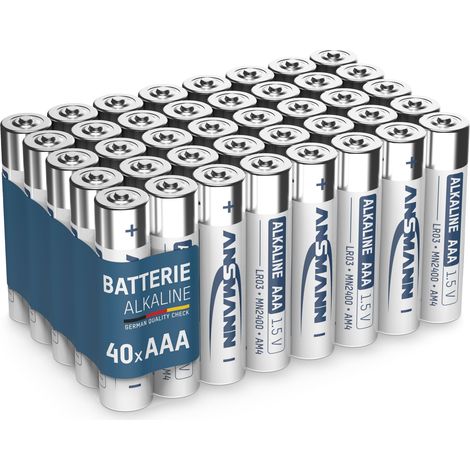ANSMANN Lot de piles alcalines Micro AAA 1,5 V pour jouet, instrument de mesure, etc. (40 pièces) (1/5)