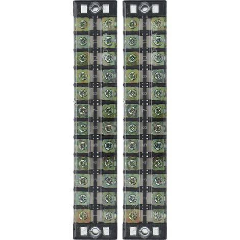 2 borniers à double rangée pour courant élevé, avec couvercle transparent, 600 V, 35 A, 12 positions (3512) (1/5)