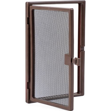 Petite fenêtre d’aération pour moustiquaire, compatible avec poignée de fenêtre à ouverture vers l’extérieur, dimensions 20 x 16,5 cm, couleur marron (1/4)