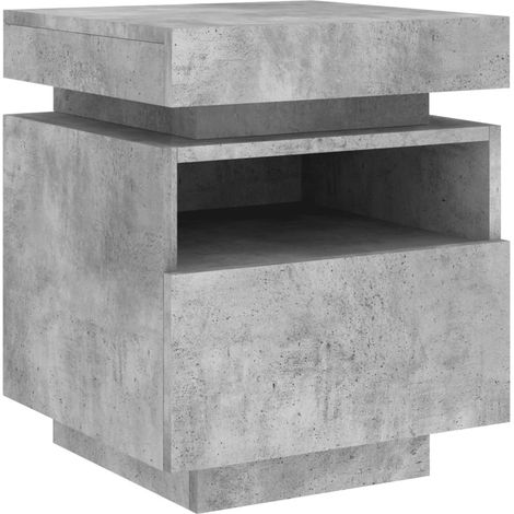 Comodino con cassetto e LED RGB 40 x 39 x 48,5 cm MDF grigio DEC032779