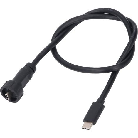 Câble USB Type C mâle mâle 0.5m étanche IP67 IP68 fiche droite extension 30V 1.5A (1/5)