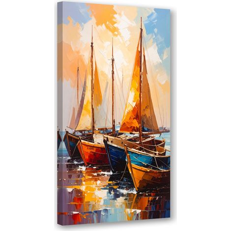 Wandbild Schiffe Boote im Hafen 40x80 cm (1/5)