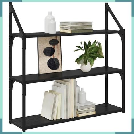 882795 étagère Murale Chêne noir 80 x 21 x 78,5 cm Bois d'ingénierie (1/5)