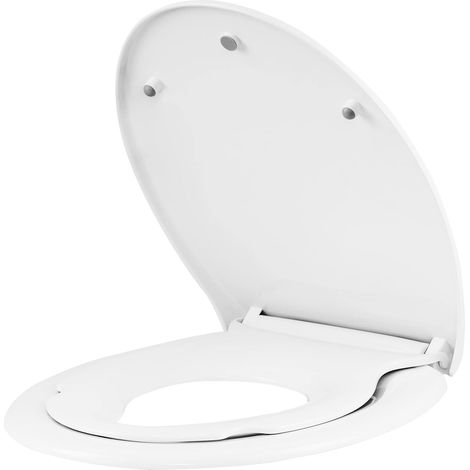 WOLTU Toilet Seat, Soft Close Toilet Seat with Quick Release for Easy Clean, Stay Tight Toilet Lid O Shape, One Set of Mounting Adjustable Hinges, White
