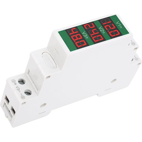 Voltmètre sur rail DIN, affichage LCD 3 chiffres, voltmètre modulaire isolé à trois voies, 11-310 V CC (1/5)