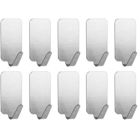 10 pièce Crochet en acier inoxydable sans clous, crochet de rangement pour cuisine et salon, crochet simple arrière de porte multifonctionnel, petit crochet en acier inoxydable (1/5)