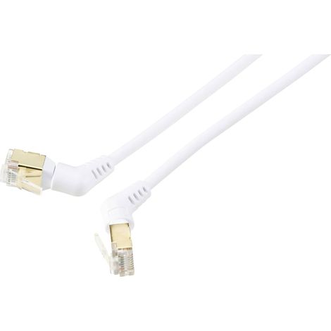 Renkforce RF-6071574 RJ45 Câble réseau, câble patch CAT 8 S/FTP 2.00 m blanc Contacts enfichables orientables à 360°, Câble de sortie coudé 1 p V234643 (1/3)
