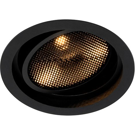 QAZQA Moderno Foco empotrable inteligente negro ajustable con Wifi GU10 111mm - Coop 111 Honey Aluminio Redonda Adecuado para LED Max. 1 x 10 Watt
