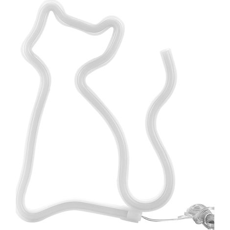Enseigne lumineuse LED néon en forme de chat, décorative pour mariage ou fête, alimentation USB/piles, bleue