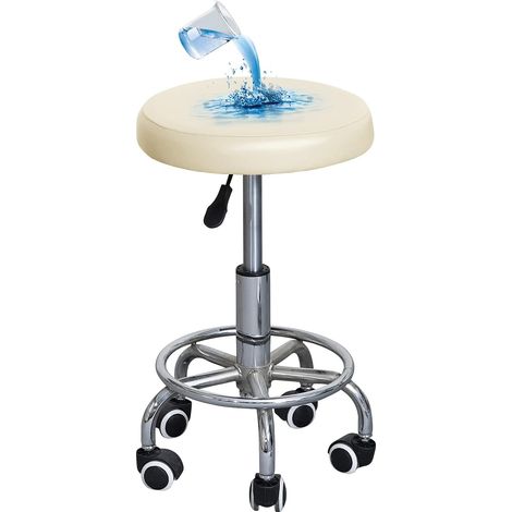 CCYKXA Waterproof round bar stool covers - Polyurethane - For office chairs - For dining room - Round stool, Beige (1/4)