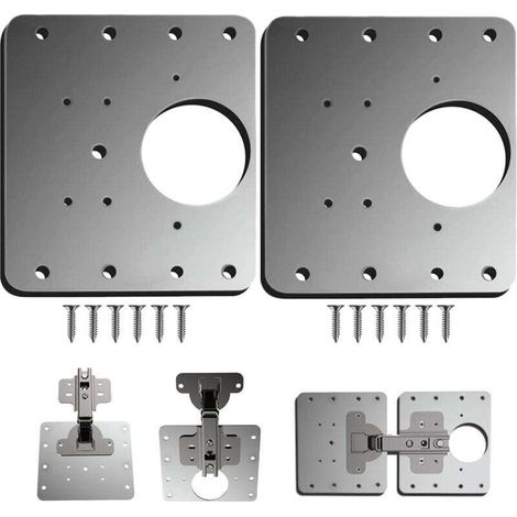 Plaque Reparation Charniere Porte d'armoire,2 Pièces plaque de réparation de charnière de porte de placard de cuisine avec trou, supports de fixation plats en acier inoxydable avec vis