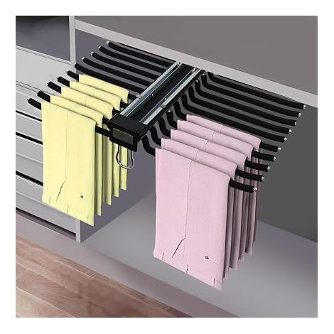 Porte Pantalon Coulissant à 22 Tiges Extensible Antidérapant Cintres Porte Pantalon Dressing économise De l'espace,pour Armoire, Buanderie, Zone De Stockage (Noir) (1/5)