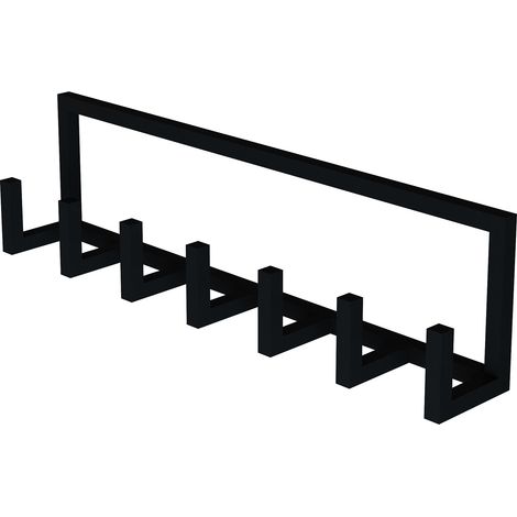 Appendiabiti da parete di design Lyngen per mobili da ingresso con 7 ganci in acciaio 75 x 10 x 20 cm nero 030010377