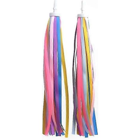 Guidons colorés à franges pour vélos enfants et trottinettes, déco tressée pour poignées, accessoire vélo ludique et festif. (1/5)
