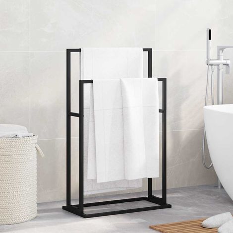 Porte-serviettes sur pied Noir 48x24x78,5 cm Fer (1/5)