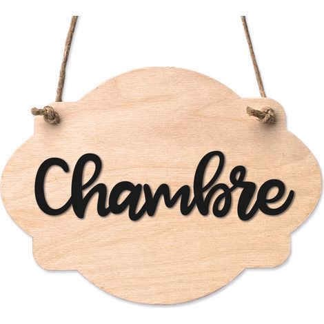 Plaque de porte en bois avec ventouse et cordelette Panneau ouvert fermé, pancarte toilettes, salle de bain.- Bois clair - Chambre
