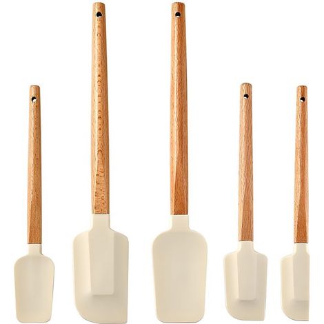 Cosensi - Juego de 5 espátulas de silicona con mango de madera (1/5)