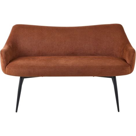 Kitchen Sofa Golden Brown Polyester Fabric Upholstery 2-Seater Metal Frame Black Legs Bench ARENDAL (1/5)