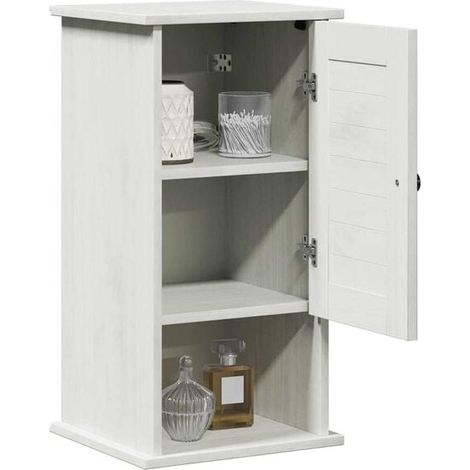 Meuble de Salle de Bain avec Porte, Blanc et Blanc Antique (1/5)