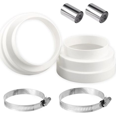 2PCS Droites Réducteur de Conduits Ø120 150 160mm ABS Avec 2 colliers en acier inoxydable et deux ruban adhésif en aluminium Adaptateur Universel pour Tuyau de Ventilation Connecteur de Réduction rond (1/4)