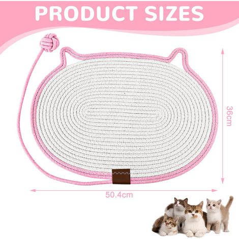 Tapis à gratter pour chat design oreilles de chat avec jouet intégré, protecteur de meubles en sisal pour chat