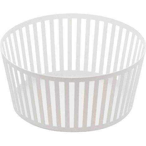 Corbeille à fruits profonde, en acier - pour comptoir de cuisine, Panier Rond, Bol décoratif - 21,5 x 21,5 x 10 cm, design japonais, blanc (1/5)