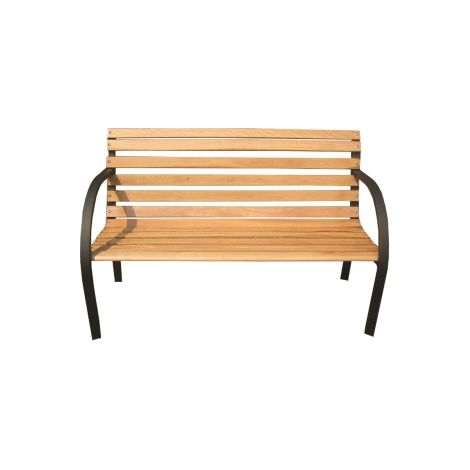 Banc Banc fauteuil lumineux en fonte noire avec planches en bois naturel cm.122x65x79h jardin parc terrasse
